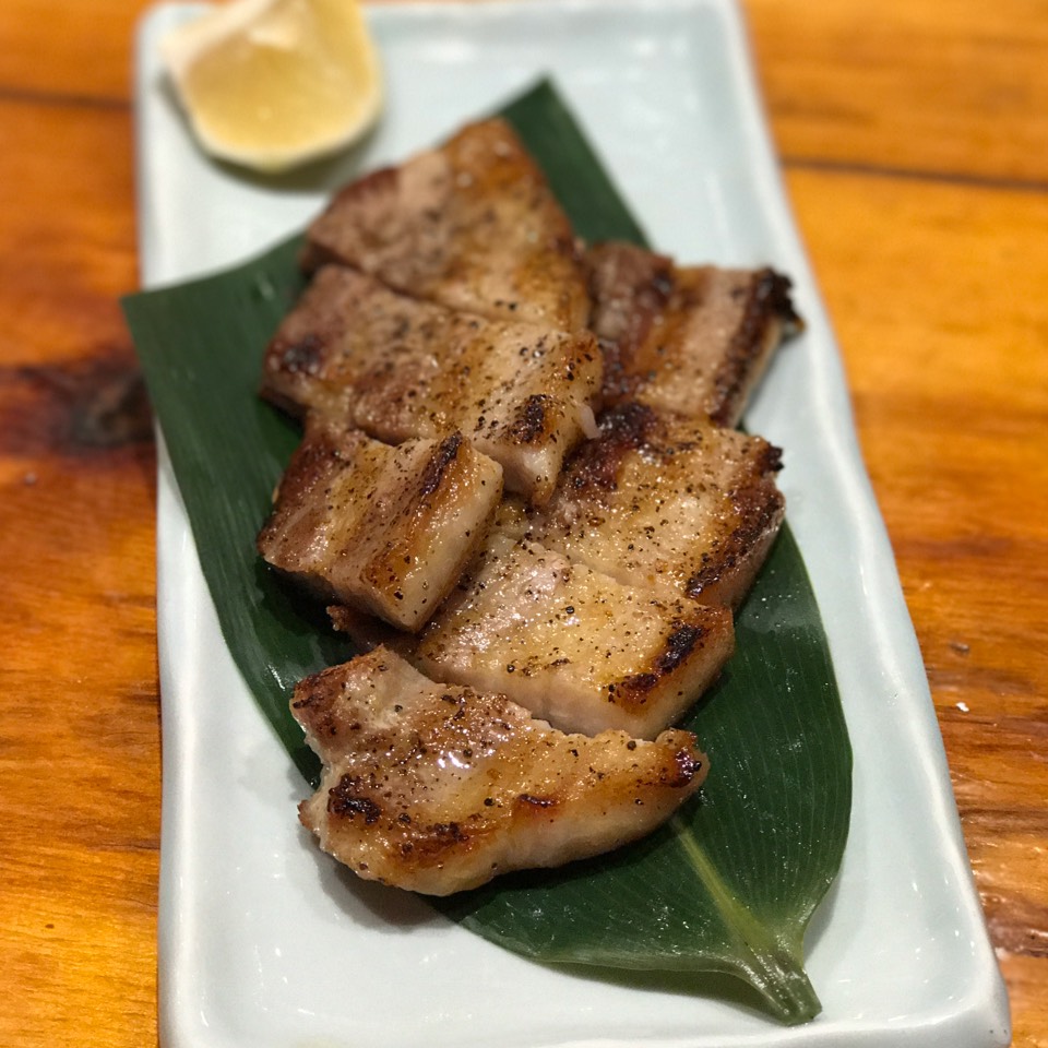 Atsubuta (Salt & Peppered Grilled Thick Cut Berkshire Pork Belly) at Village Yokocho on #foodmento http://foodmento.com/place/2994
