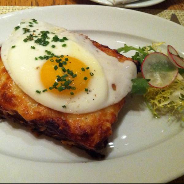 Croque Madame (ham, gruyere cheese, bechamel, egg) at Bar Boulud on #foodmento http://foodmento.com/place/303