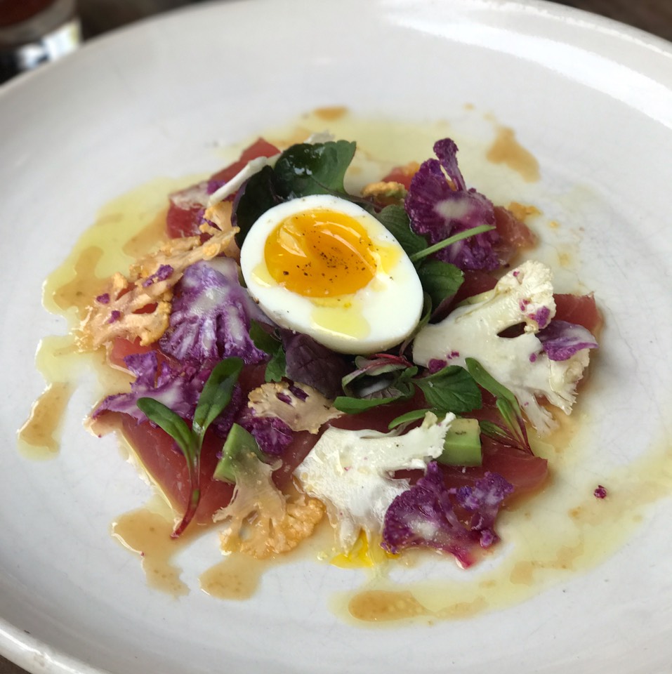 Morning Sashimi (Tuna, Egg, Cauliflower) at Flinders Lane on #foodmento http://foodmento.com/place/3082