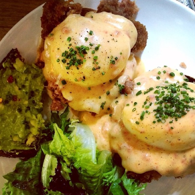 Eggs Benedict, Pork Rillette  at Jeffrey's Grocery on #foodmento http://foodmento.com/place/3093