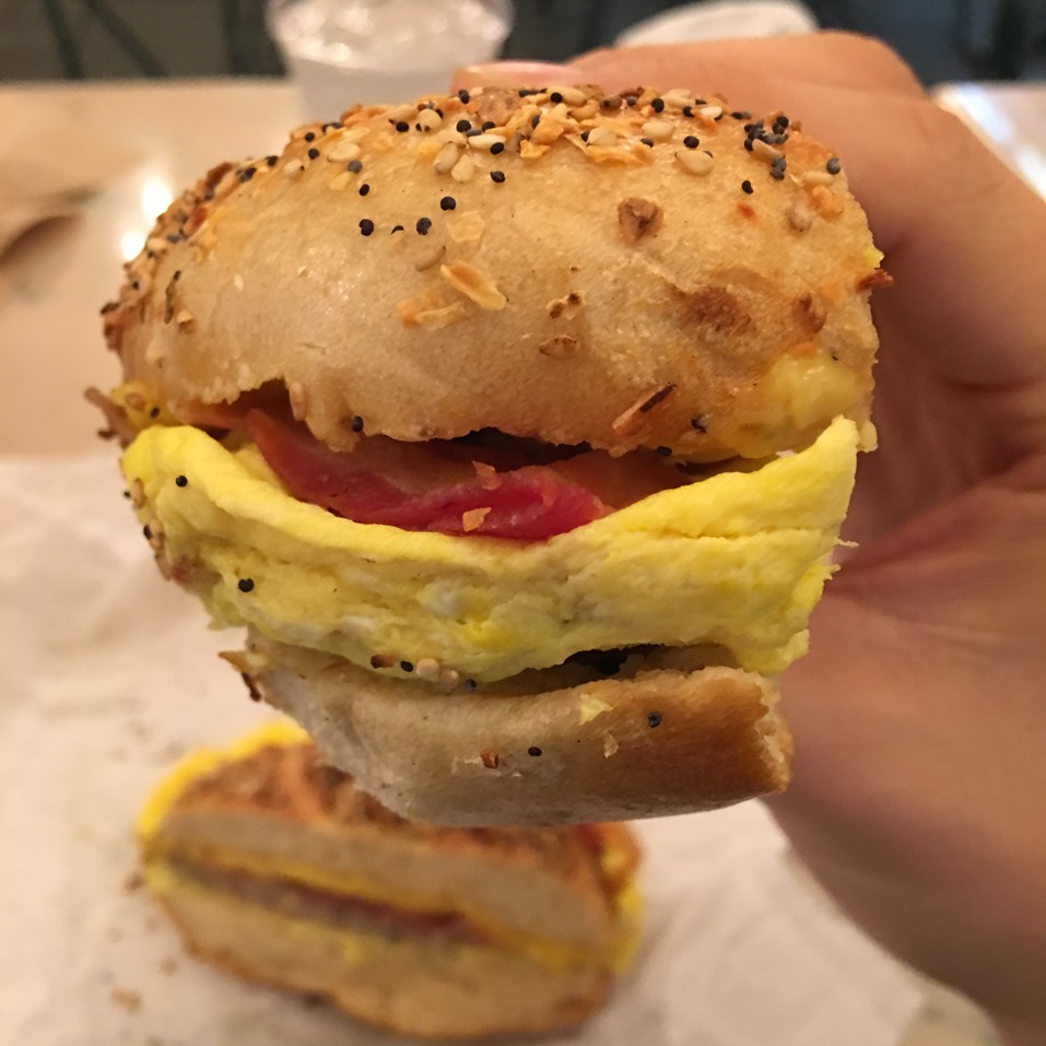Bacon, Egg, Cheese, Sausage Bagel Sandwich at Ess-a-Bagel on #foodmento http://foodmento.com/place/3195