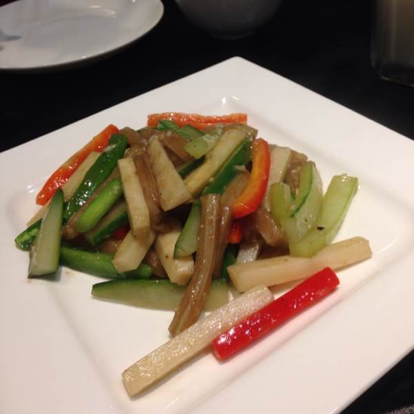 Sauteed Shredded Cucumber, Eggplant & Capsicum w Minced Garlic at Crystal Jade Kitchen 翡翠小厨 on #foodmento http://foodmento.com/place/325