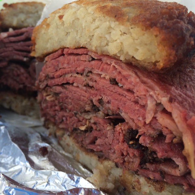 Instant Heart Attack (Pastrami & Corned Beef In Potato Pancakes) at 2nd Ave Deli on #foodmento http://foodmento.com/place/3276