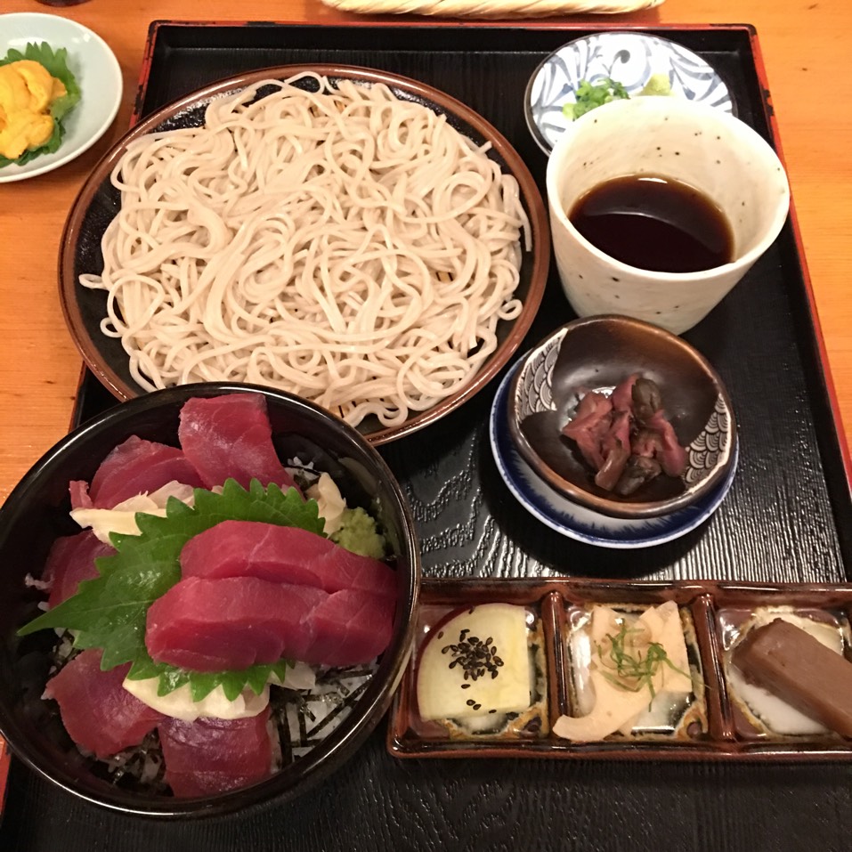 Lunch Set: Mini Maguro Don & Mini Soba with Ikura and Tororo at Sobaya on #foodmento http://foodmento.com/place/3327