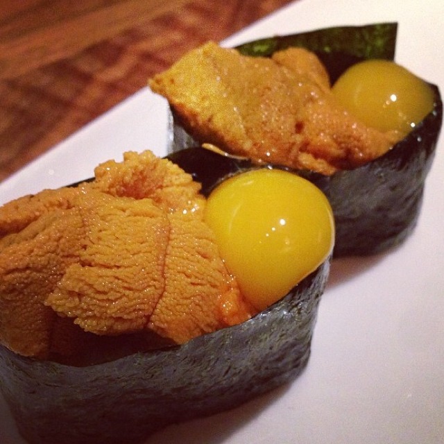 Uni & Quail Egg from Blue Ribbon Sushi Bar & Grill on #foodmento http://foodmento.com/dish/13507