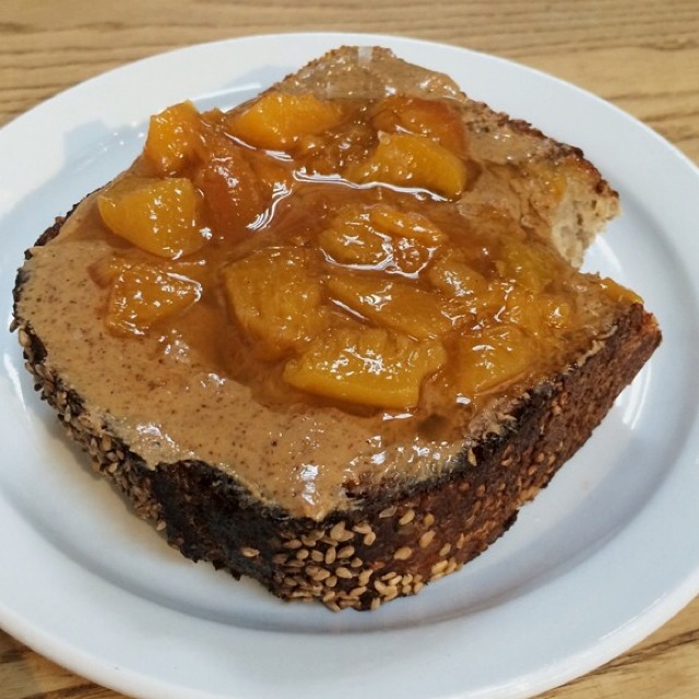 Toast With Peach Jam, Sea Salt from The Mill on #foodmento http://foodmento.com/dish/13807