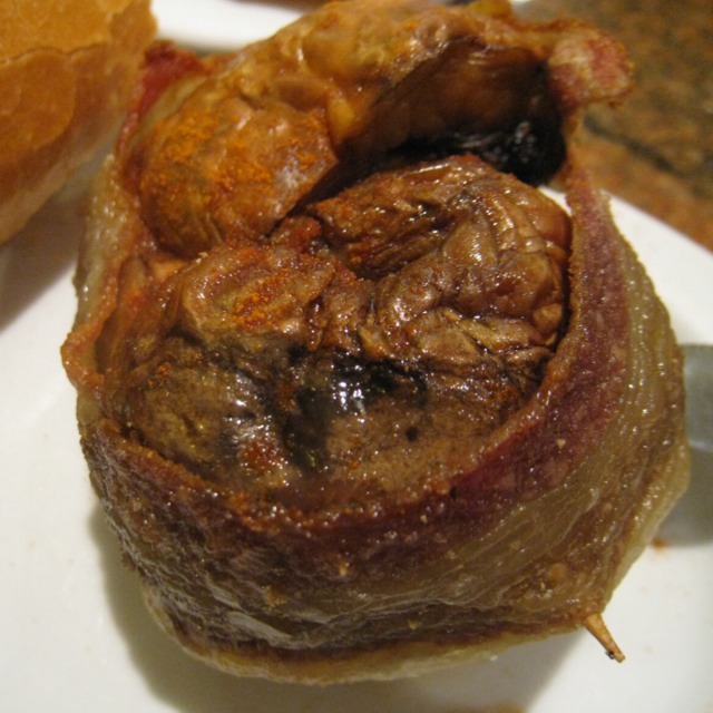 Bacon Wrapped Mushroom Pintxo at Goiz Argi on #foodmento http://foodmento.com/place/3430