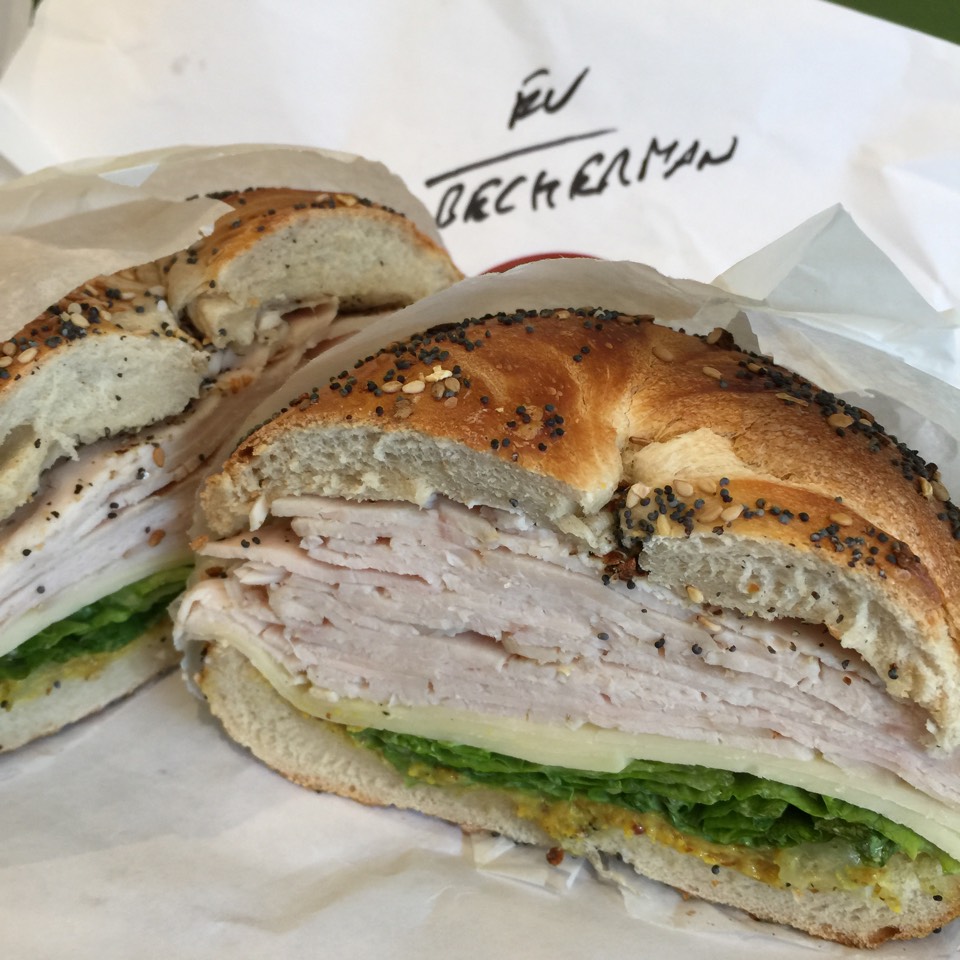 The Beckerman (Pepper Crusted Turkey, White Cheddar, Lettuce, Mustard) at Tompkins Square Bagels on #foodmento http://foodmento.com/place/3457