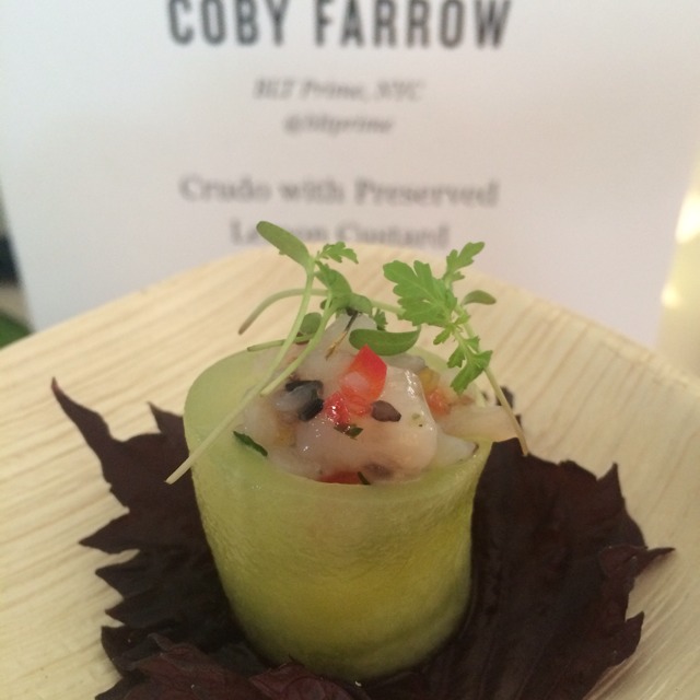 Coby Farrow (Crudo With Preserved Lemon Custard) at Chef's & Champagne (EVENT) on #foodmento http://foodmento.com/place/3475