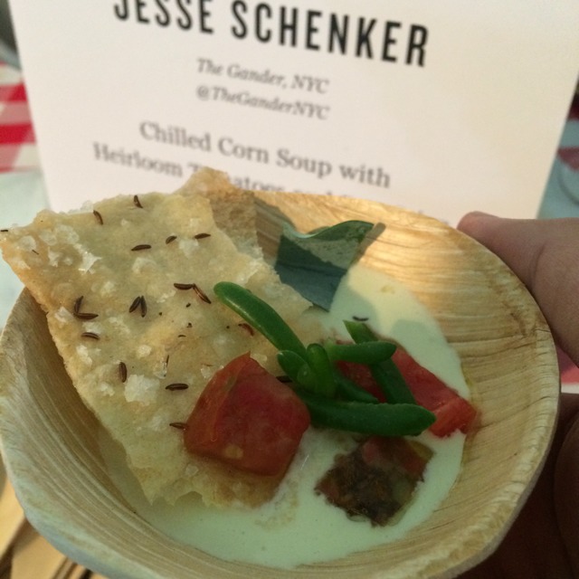 Jesse Schenker (Chilled Corn Soup With Heirloom Tomatoes & Rye Crisp) at Chef's & Champagne (EVENT) on #foodmento http://foodmento.com/place/3475