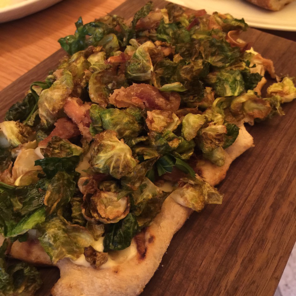 Charcoal Grilled Flatbread, Brussels Sprouts, Pig Ears at Maysville on #foodmento http://foodmento.com/place/3539