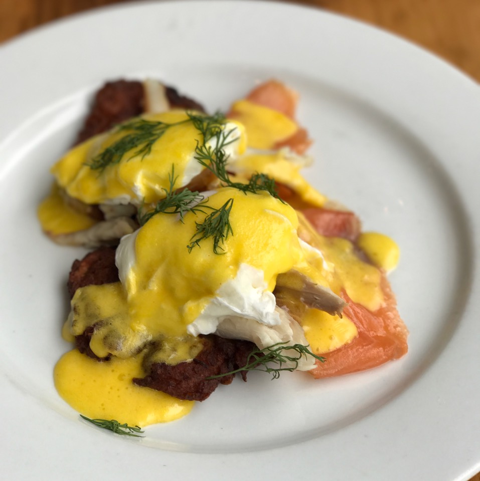Smoked Salmon & Whitefish, Poached Eggs, Hollandaise, LatkeS at Left Bank New York on #foodmento http://foodmento.com/place/3566