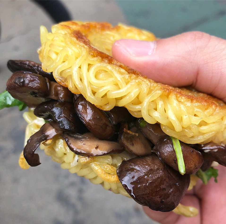 Mushroom Veggie Ramen Burger at Broadway Bites by Urbanspace (SEASONAL) on #foodmento http://foodmento.com/place/3646