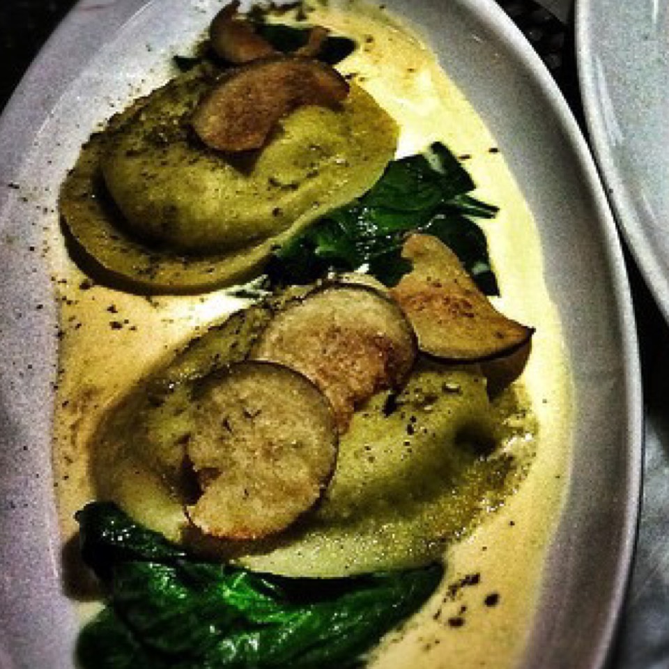 Za'atar ravioli w smoked eggplant, spinach & feta at Bar Bolonat on #foodmento http://foodmento.com/place/3979