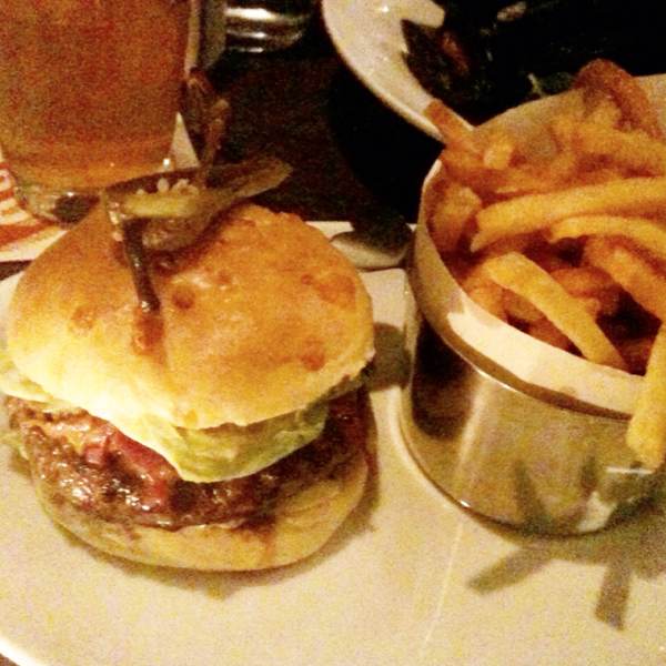 The Piggie (6 oz Beef Burger w BBQ Pulled Pork) at DBGB Kitchen and Bar on #foodmento http://foodmento.com/place/397