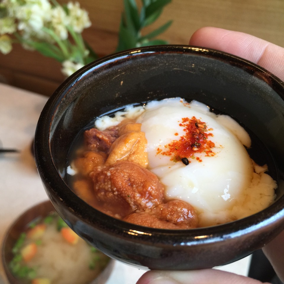 Poached Egg, Uni, Ikura, Rice from Okonomi on #foodmento http://foodmento.com/dish/21345