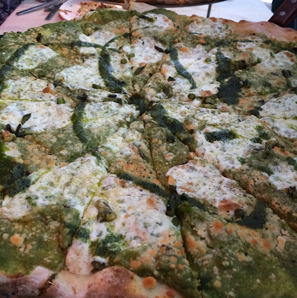Pizza With Mint Pea Puree at Pauline & Sharon's on #foodmento http://foodmento.com/place/4265