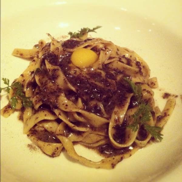 Fettuccine Al Tarfufo Nero (Black Truffle Puree & Quail Egg) at GAIA Ristorante & Bar on #foodmento http://foodmento.com/place/427