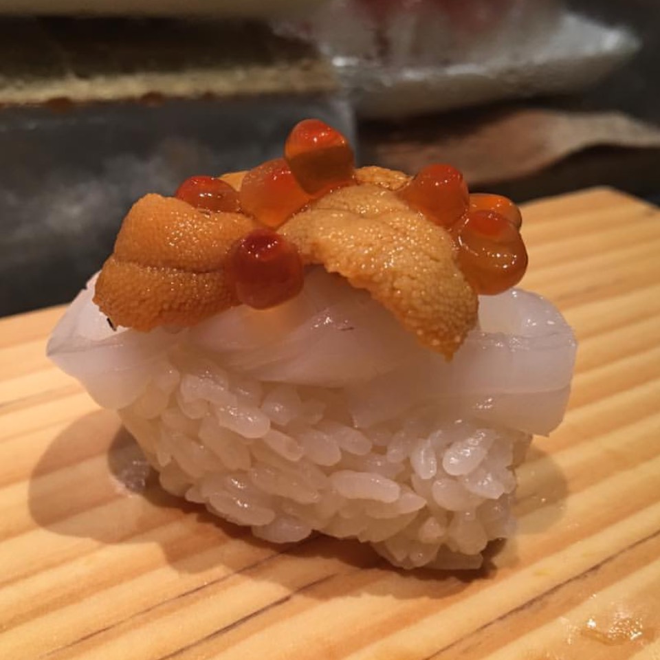 Cuttlefish Sushi, Uni, Ikura at Tanoshi Sushi & Sake Bar on #foodmento http://foodmento.com/place/4392