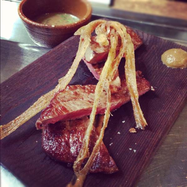 Grilled Rib-Eye, Spice Aubergine Puree at Esquina Tapas Bar on #foodmento http://foodmento.com/place/456