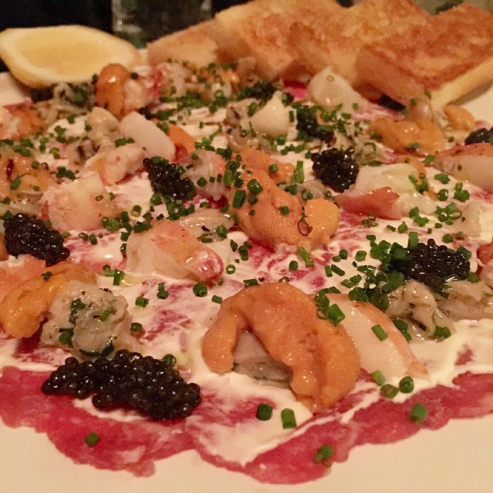 Cianina Beef, Lobster, Uni, Caviar Carpaccio from ZZ's Clam Bar on #foodmento http://foodmento.com/dish/18776