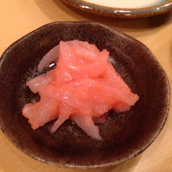 Ika Mentaiko (Cuttlefish w Spicy Pollack Roe) from Akashi on #foodmento http://foodmento.com/dish/1842