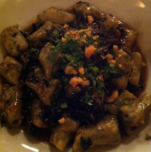 Rabaton (Herb & Spinach Ricotta Gnocchi, Trumpet Mushroom Sugo, Hazelnuts) at Perbacco on #foodmento http://foodmento.com/place/543