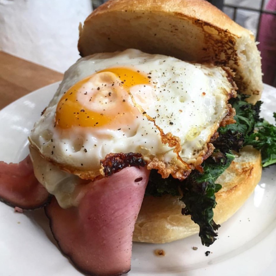 Egg sandwich with ham, roasted tomato, kale at The ELK on #foodmento http://foodmento.com/place/5568