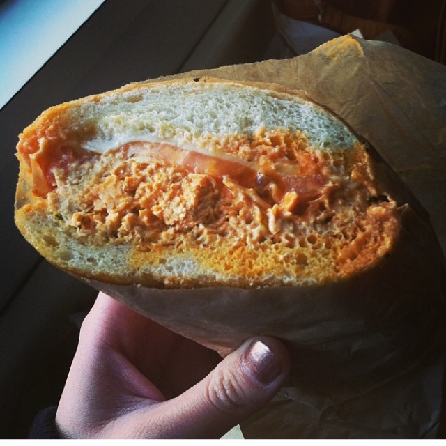 Hot Mamma Huda Sandwich (Chicken, Frank's Buffalo Wing Sauce...) from Ike’s Place (CLOSED) on #foodmento http://foodmento.com/dish/2768
