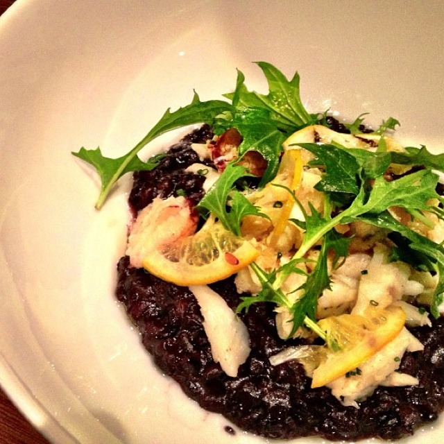 Black Rice Risotto w Dungeness Crab & Meyer Lemon  from Frances on #foodmento http://foodmento.com/dish/2774