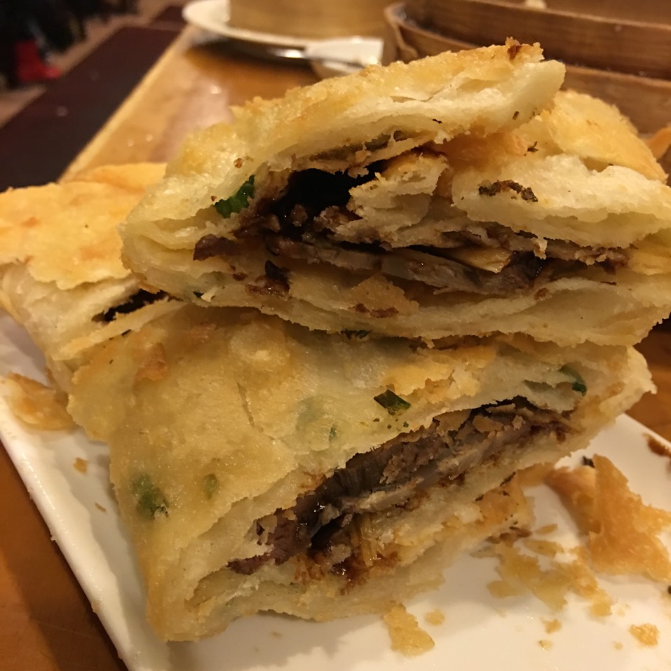 Scallion Pancake With Beef from Nan Xiang Xiao Long Bao on #foodmento http://foodmento.com/dish/24449