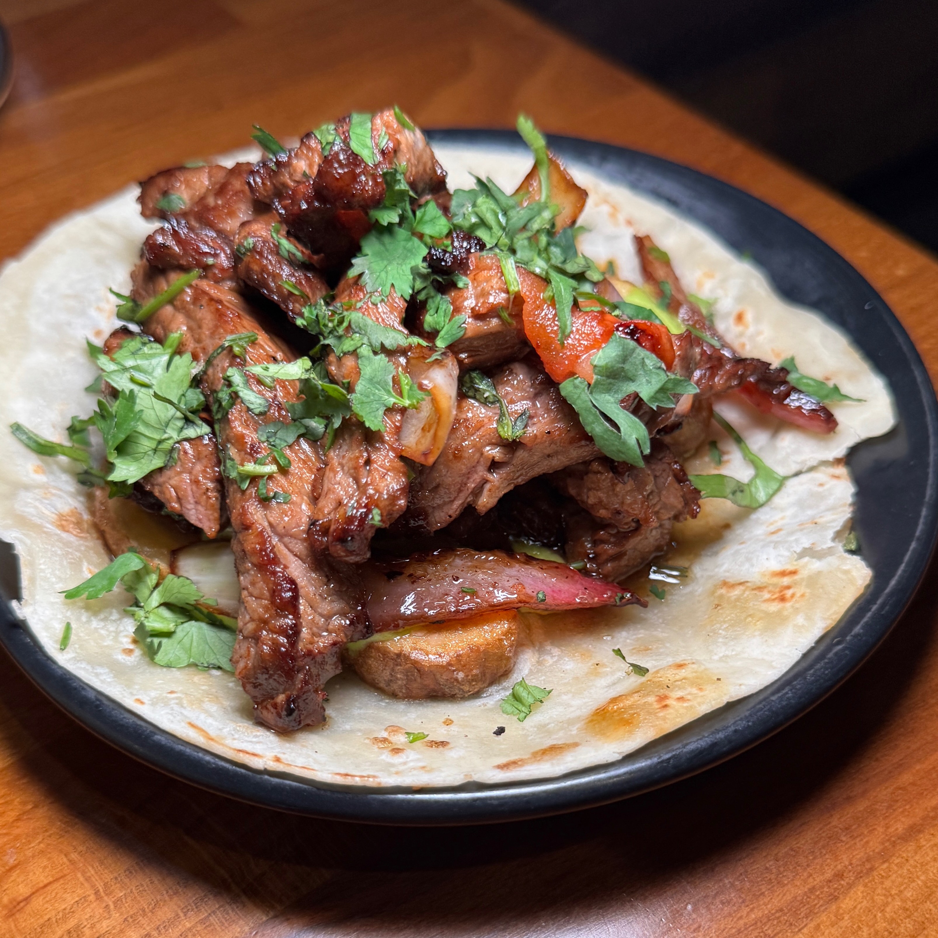 Lomo Saltado Taco $10 at Guerrilla Tacos (CLOSED) on #foodmento http://foodmento.com/place/5798