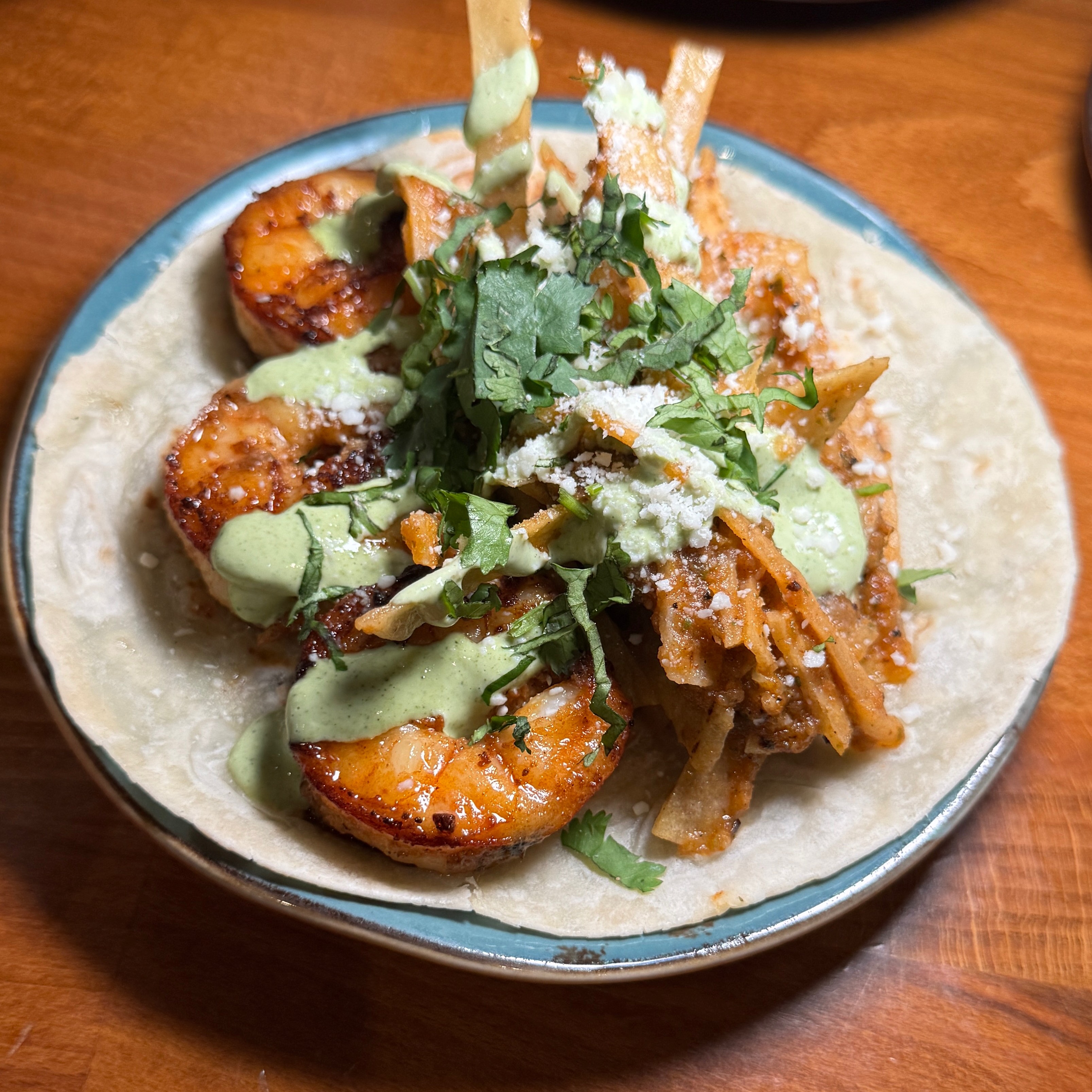 Shrimp Chilaquiles Taco $8 at Guerrilla Tacos (CLOSED) on #foodmento http://foodmento.com/place/5798
