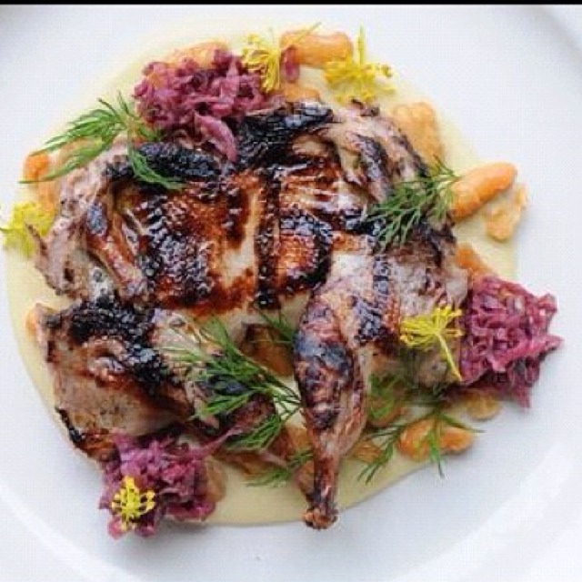 Grilled Quail, Apple Fennel Savoy Cabbage Sauerkraut... at Bar Agricole on #foodmento http://foodmento.com/place/596