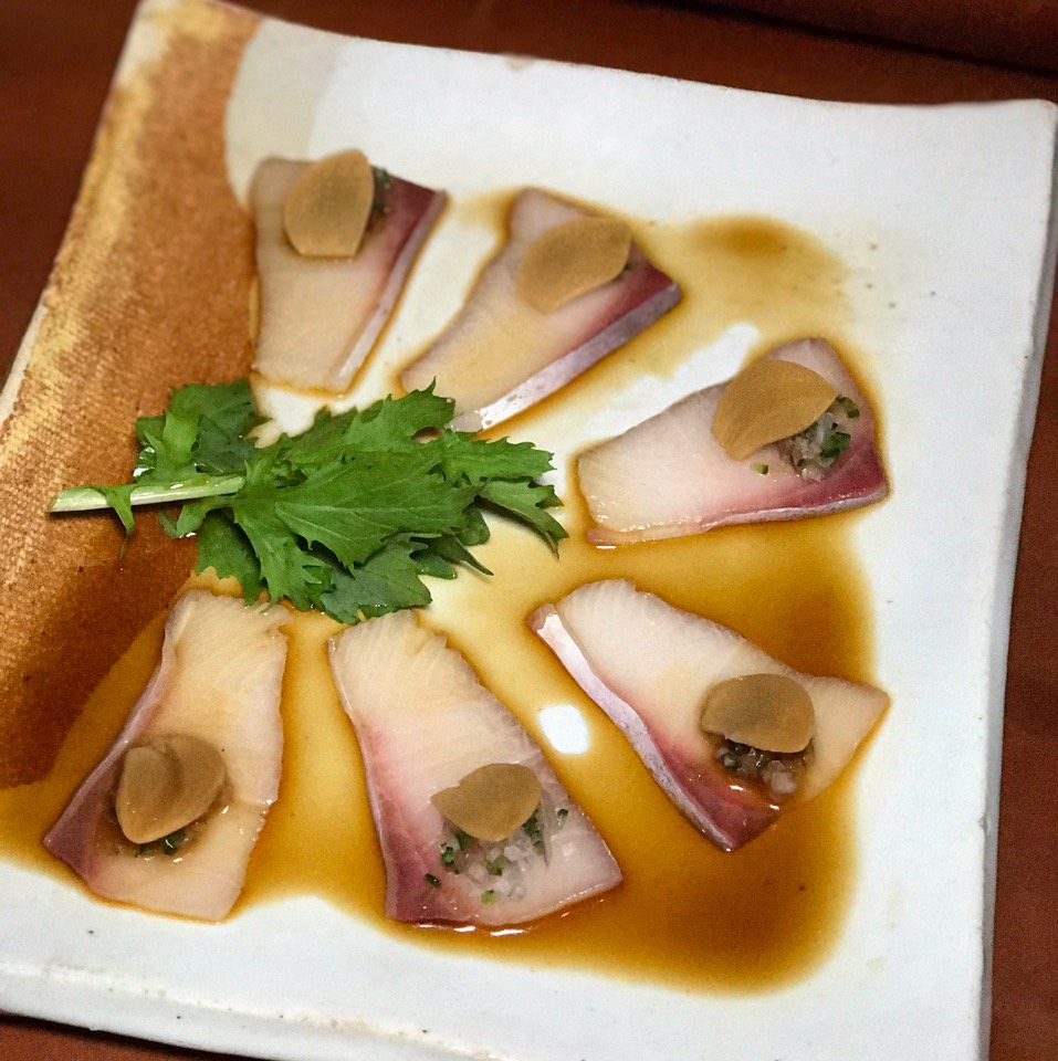 Hamachi (Yellowtail Sashimi, Green Chili Relish, Ponzu) at Zuma New York on #foodmento http://foodmento.com/place/7041