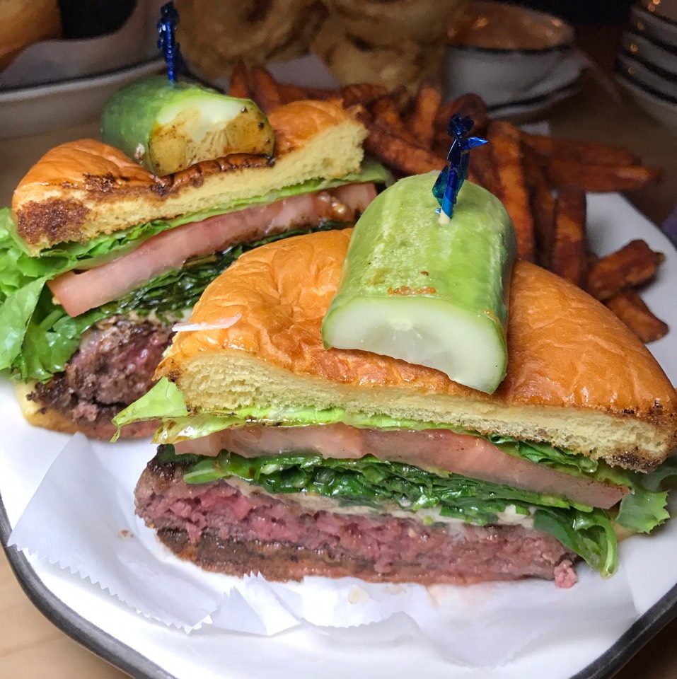 Greg Norman Burger (Pat Lafrieda Wagyu beef with buttermilk dill, blue cheese and arugula) at Black Tap on #foodmento http://foodmento.com/place/7103