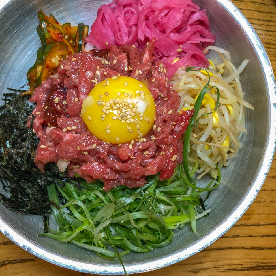 Beef Tartare Bibimbap Lunch from Kang Ho Dong Baekjeong on #foodmento http://foodmento.com/dish/44701