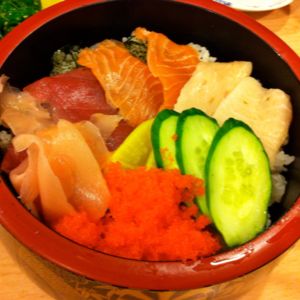 Assortment of Sashimi over rice at Fish Mart Sakuraya on #foodmento http://foodmento.com/place/76