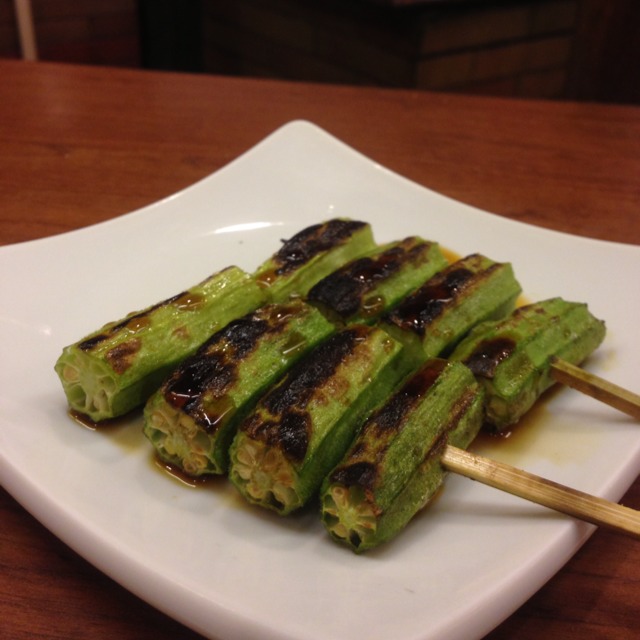 Okura (Lady Fingers / Okra) Yakitori at Nanbantei Japanese Restaurant on #foodmento http://foodmento.com/place/859