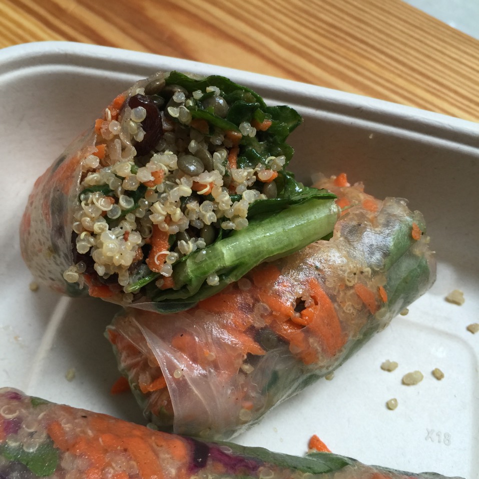 Summer Roll (Quinoa, Kale, Lentil, Raisins) @ Two Tablespoons from UrbanSpace Vanderbilt on #foodmento http://foodmento.com/dish/33449