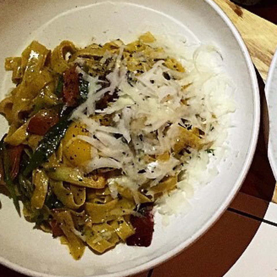 Tajarin Carbonara- parmesan pepper butter, speck, egg at L'Artusi on #foodmento http://foodmento.com/place/894