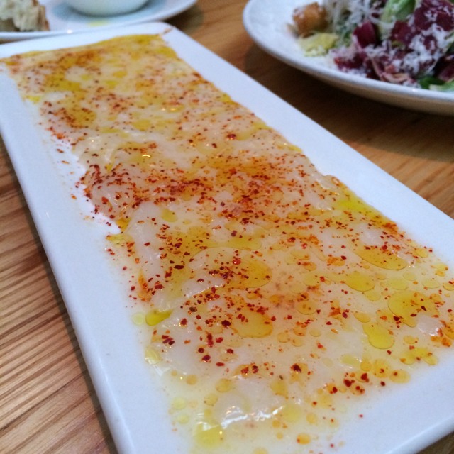 Dayboat Scallops Crudo (Sea Salt, Olive Oil, Lemon Espelette) at L'Artusi on #foodmento http://foodmento.com/place/894
