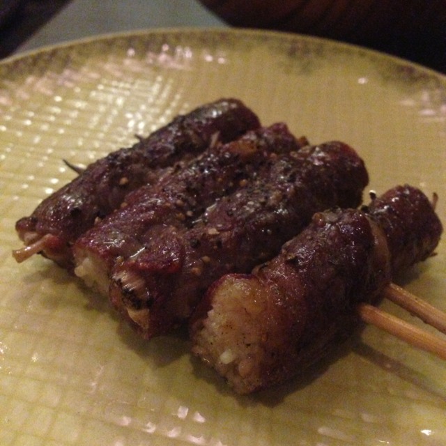 Enoki Mushrooms Rolled Wagyu Beef from Kazu Sumiyaki Restaurant on #foodmento http://foodmento.com/dish/3721