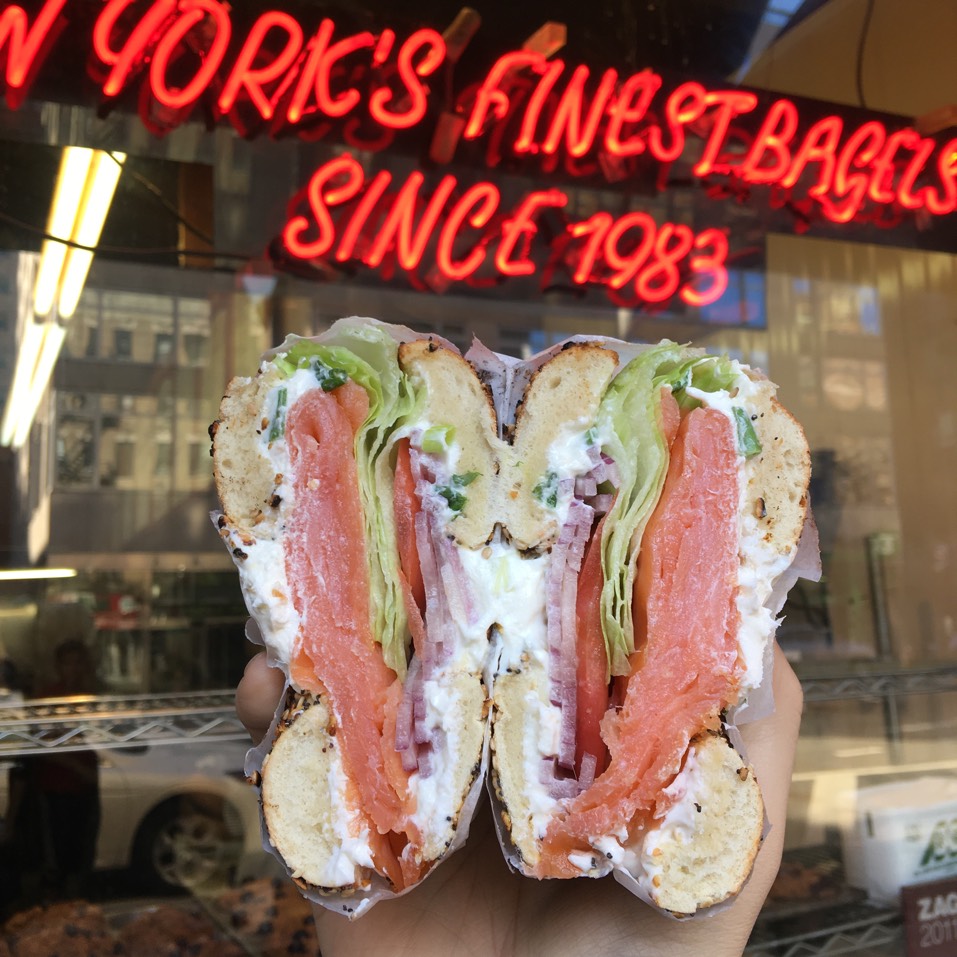 Sliced Salmon Bagel Sandwich at Bagel Works on #foodmento http://foodmento.com/place/9618
