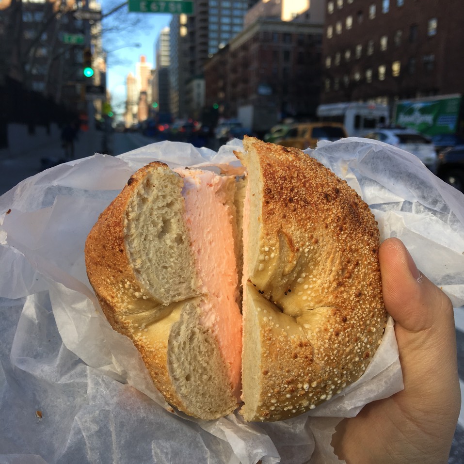 Sourdough Bagel With Lox Spread from Bagel Works on #foodmento http://foodmento.com/dish/36797
