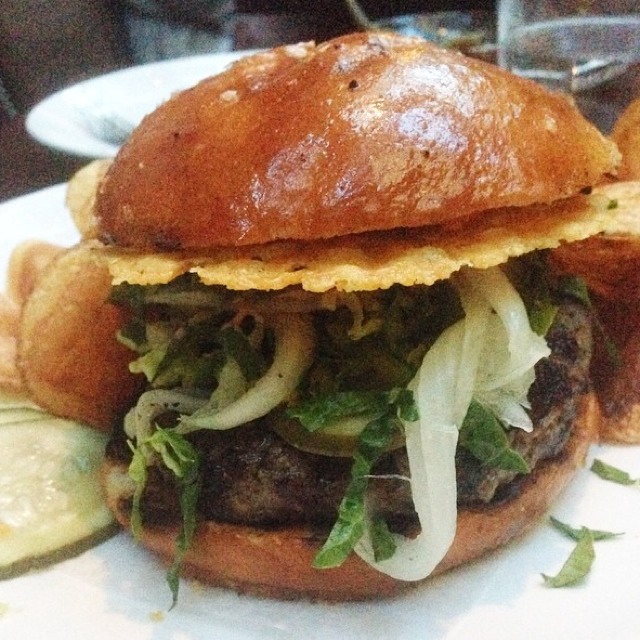 Secret Burger (house blend of beef, salted onions, Little Gem lettuce, Cheddar) at Alden & Harlow on #foodmento http://foodmento.com/place/3635