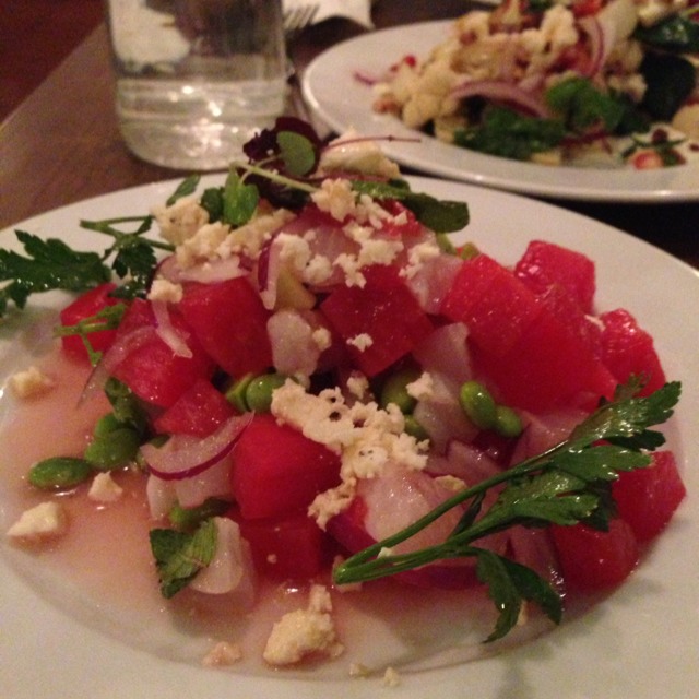 Watermelon & Snapper Salad at Riders Cafe on #foodmento http://foodmento.com/place/1128