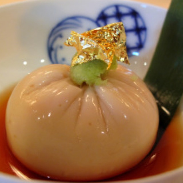 Goma Tofu (Sesame-seed Tofu with Fresh Wasabi and House-made Tamari) from Urasawa on #foodmento http://foodmento.com/dish/2604