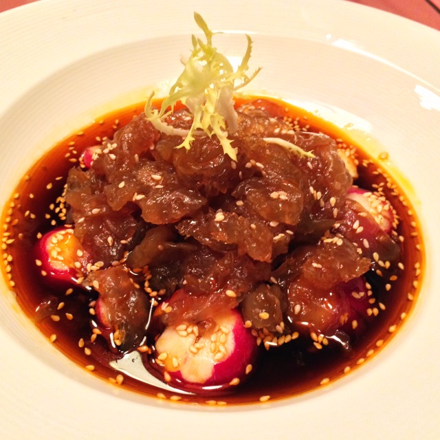 Jellyfish Head With Black Vinegar And Chilli Oil  from Man Wah at Mandarin Oriental, Hong Kong on #foodmento http://foodmento.com/dish/14602