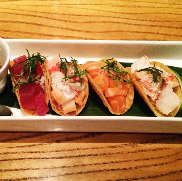 NOBU Sashimi tacos - tuna, salmon, lobster and crab from Nobu on #foodmento http://foodmento.com/dish/17221